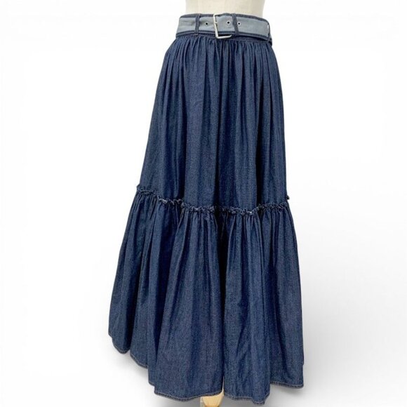 Dior Cotton Blue Logo Belt Long Skirt Denim main image 6